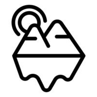 Sun shining on melting iceberg icon representing climate change vector