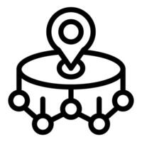 Location pin showing network connectivity on a circular platform vector