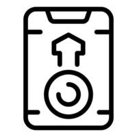 Line icon representing the concept of uploading data to a smart home system vector