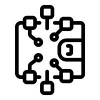 Digital wallet connecting to network of computers vector