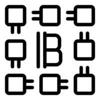 Types of electrical plugs and sockets connecting devices vector