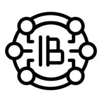 Blockchain network connecting with digital currency symbol bitcoin inside vector