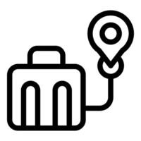 Business trip icon showing a briefcase connected to a location pin vector