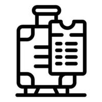 Travel suitcase with attached boarding pass for airplane trip vector