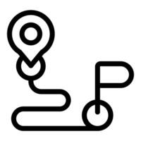 Gps icon showing route with pin and flag markers vector