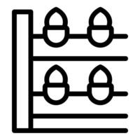 Wooden toy abacus showing number four using nuts on rods for counting vector