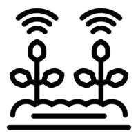 Smart farming technology monitoring growth of crops icon vector