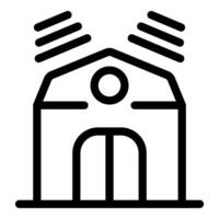 Smart farm building icon with sensors monitoring vector