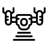 Drone scanning terrain with camera icon outline style vector