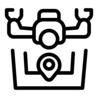 Drone detecting location using gps navigation system icon vector