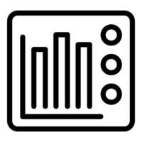 Minimalist line icon showing a bar chart with buttons vector