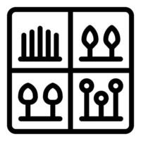 Gardener planning different tree planting combinations for garden design project vector