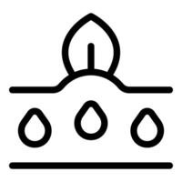 Sprout growing from soil with water drops for irrigation vector