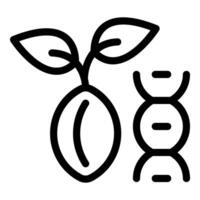 Seed growing with dna strands for genetic modification icon vector