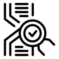 Electronic circuit board verifying data with checkmark icon vector