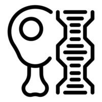 Chicken leg and dna structure representing genetically modified food vector