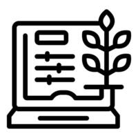 Laptop displaying smart farm control interface with plant growing vector