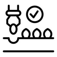 Robotic arm planting seeds for agriculture with check mark icon vector