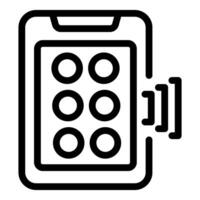 Smartphone showing password protecting access with circles and brackets icon vector