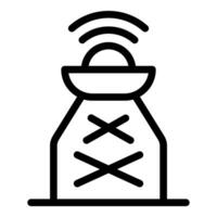 Smart farm silo transmitting data with wireless connection icon vector