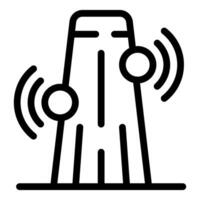 Smart speaker receiving audio signals on both sides with radio waves icon vector