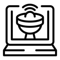 Satellite dish transmitting data to laptop for analysis and control vector
