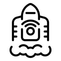 Rocket taking off spreading wifi signal for space exploration vector