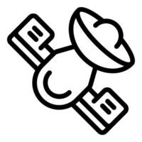 Satellite orbiting earth transmitting signal icon vector