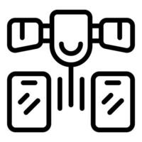 Satellite sending signal to two devices icon vector