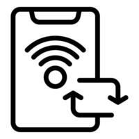 Smartphone sharing wifi signal using hotspot tethering function vector