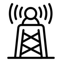 Radio tower sending radio waves icon outline style vector