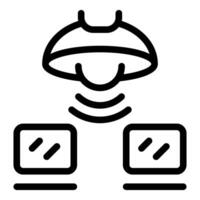 Virtual reality headset connecting to computers icon vector
