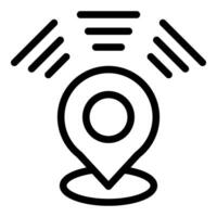 Location pin sending signals indicating position on map vector