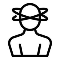 Patient suffering from dizziness with circles spinning around head vector