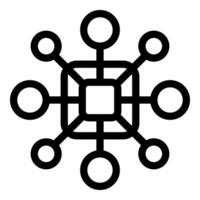 Central hub connecting network of circles in data flow system vector