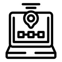 Laptop showing gps tracking with pin and route vector