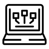 Laptop showing blockchain network monitoring system vector