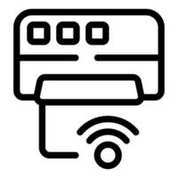 Credit card making contactless payment using nfc technology icon vector