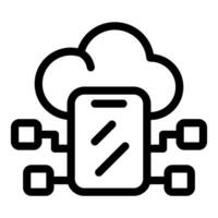 Smartphone connecting to cloud servers using distributed network technology vector