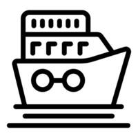 Cruise ship floating on water minimal line art icon vector