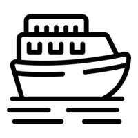 Cruise ship sailing on water surface with wavy lines vector