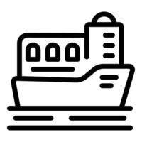 Cruise ship floating on water with passengers looking out of windows vector