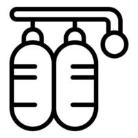 Oxygen tanks hanging on a rack icon vector
