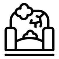 Broken bridge connecting two cliffs overcoming obstacles icon vector