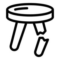 Broken stool showing instability and danger vector