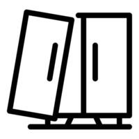 Wardrobe falling down icon, furniture breaking from earthquake concept vector