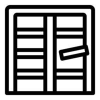 Empty vending machine with closed shutter presenting blank label vector
