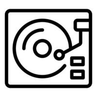 Turntable playing vinyl record icon with buttons on right side vector