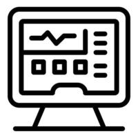 Computer showing statistics graph, finance chart on monitor screen vector