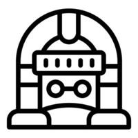 Line art icon of a robot standing inside a capsule vector
